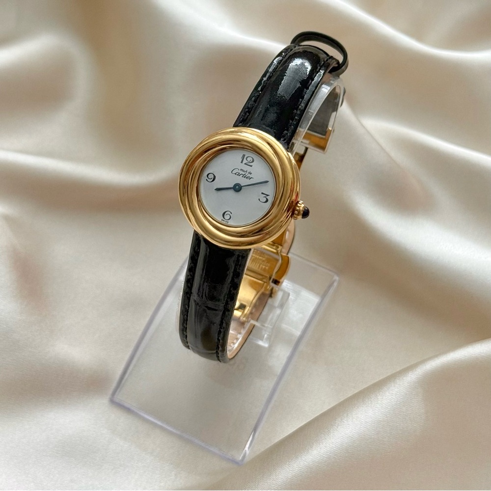 AUTHENTIC RARE VINTAGE CARTIER TRINITY WATCH - WITH BOX & EXTRA LEATHER STRAPS - Picture 11 of 15